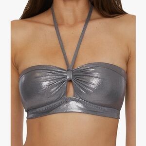BECCA Women's Liquid Metal Bandeau Bikini Top, Adjustable, Swimwear Sz D BNWT